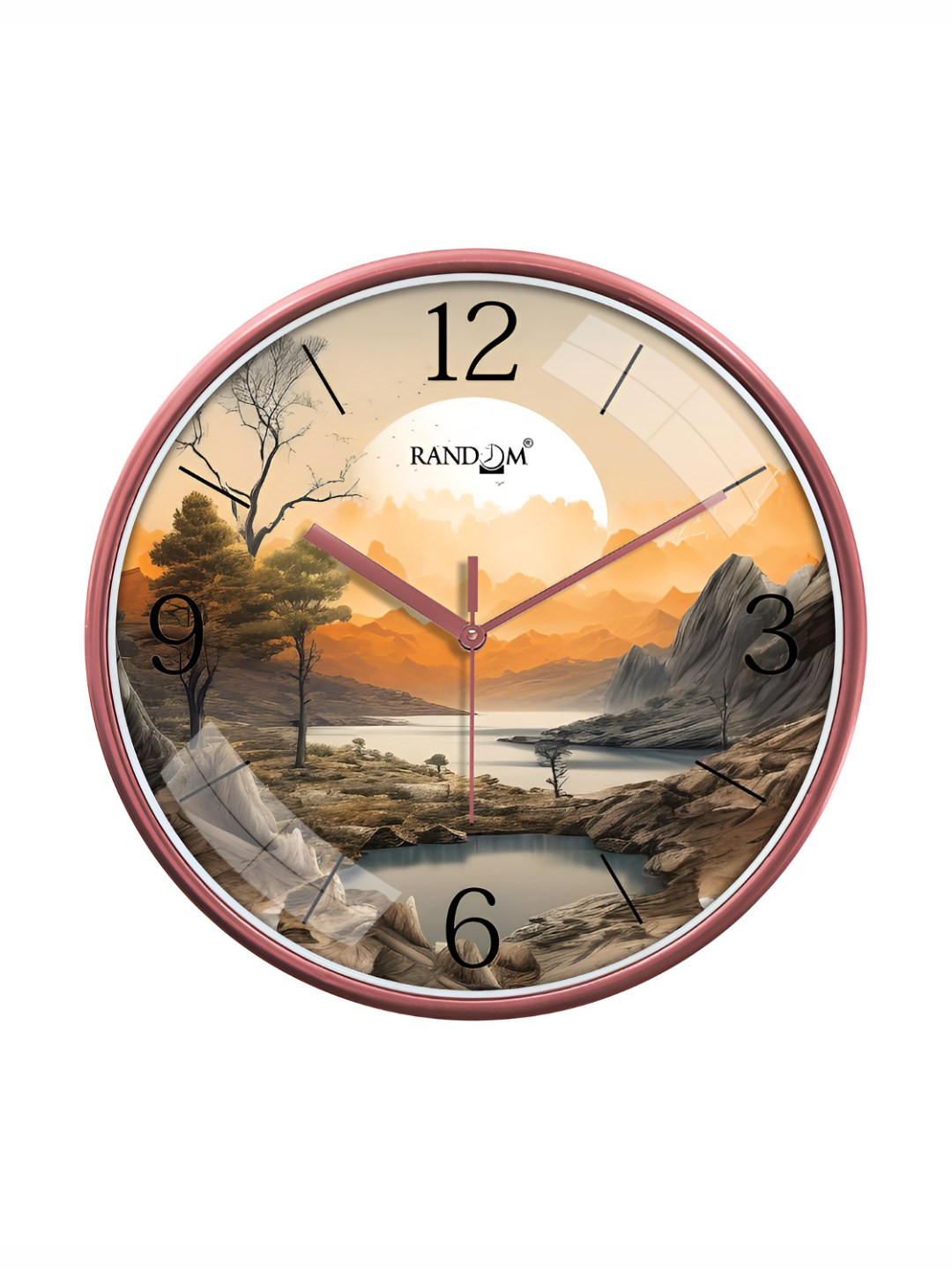 RANDOM Orange Plastic Silent Clock Round Battery Analogue Wall Clock-30cm