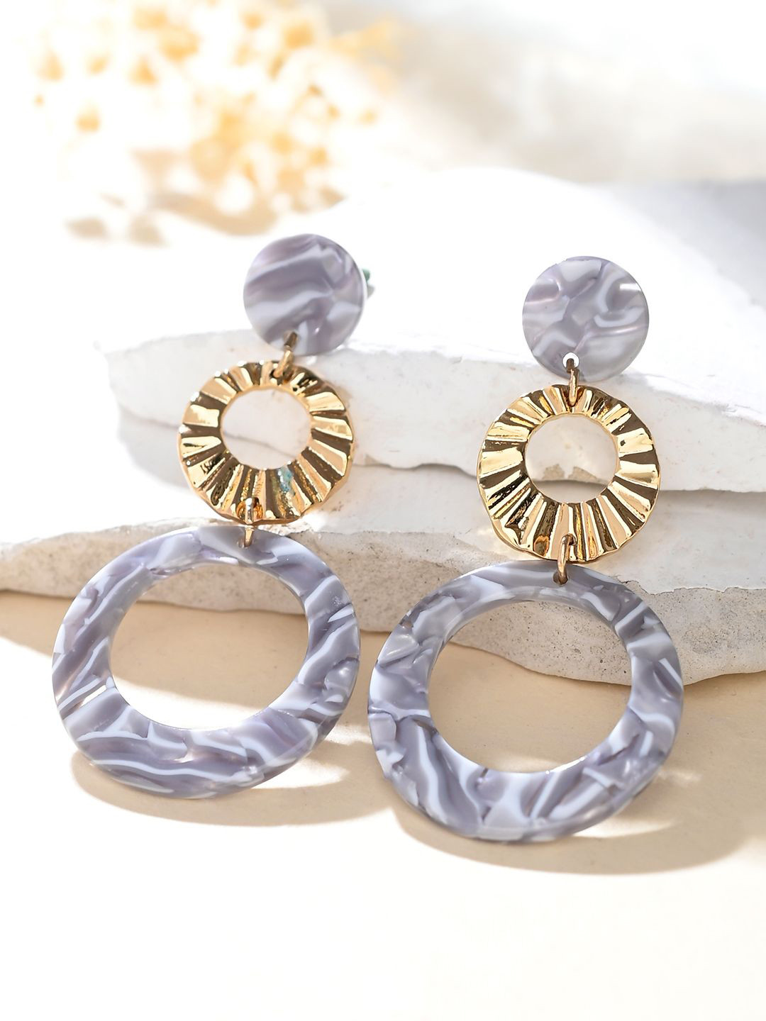 Voylla Circular Shaped Chunky Drop Earrings