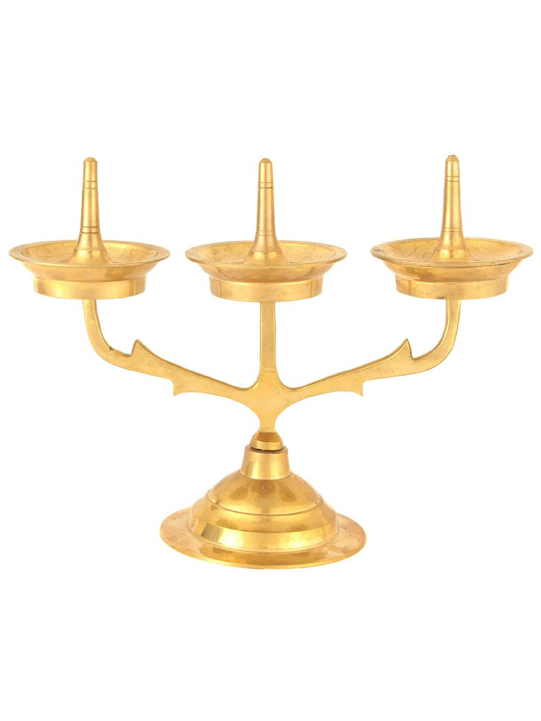 Exotic India Triple Brass Lamp from Kerala