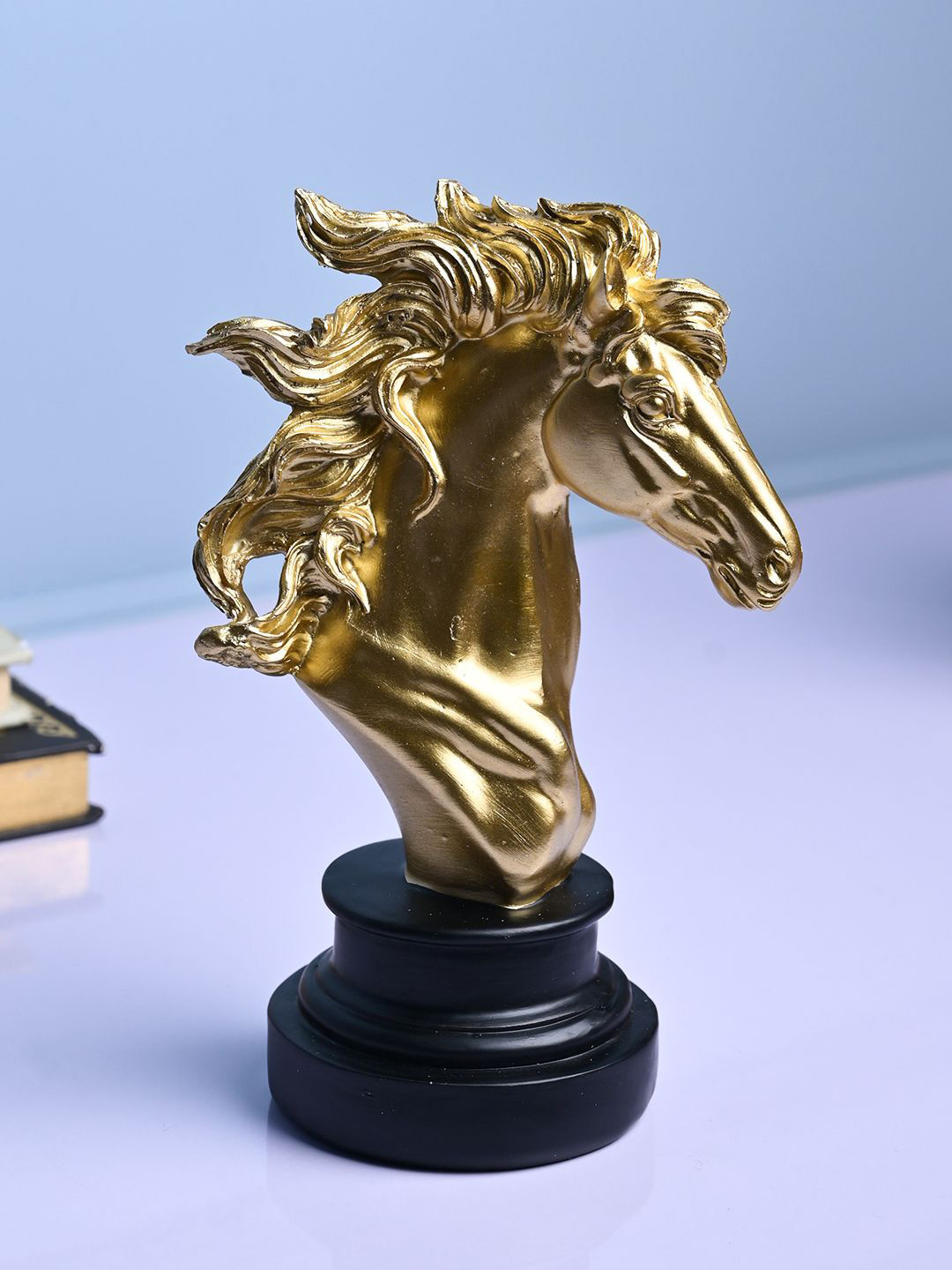 MARKET99 Horse Gold Ceramic Glossy Living Room Medium Showpiece - 8.1 Inches