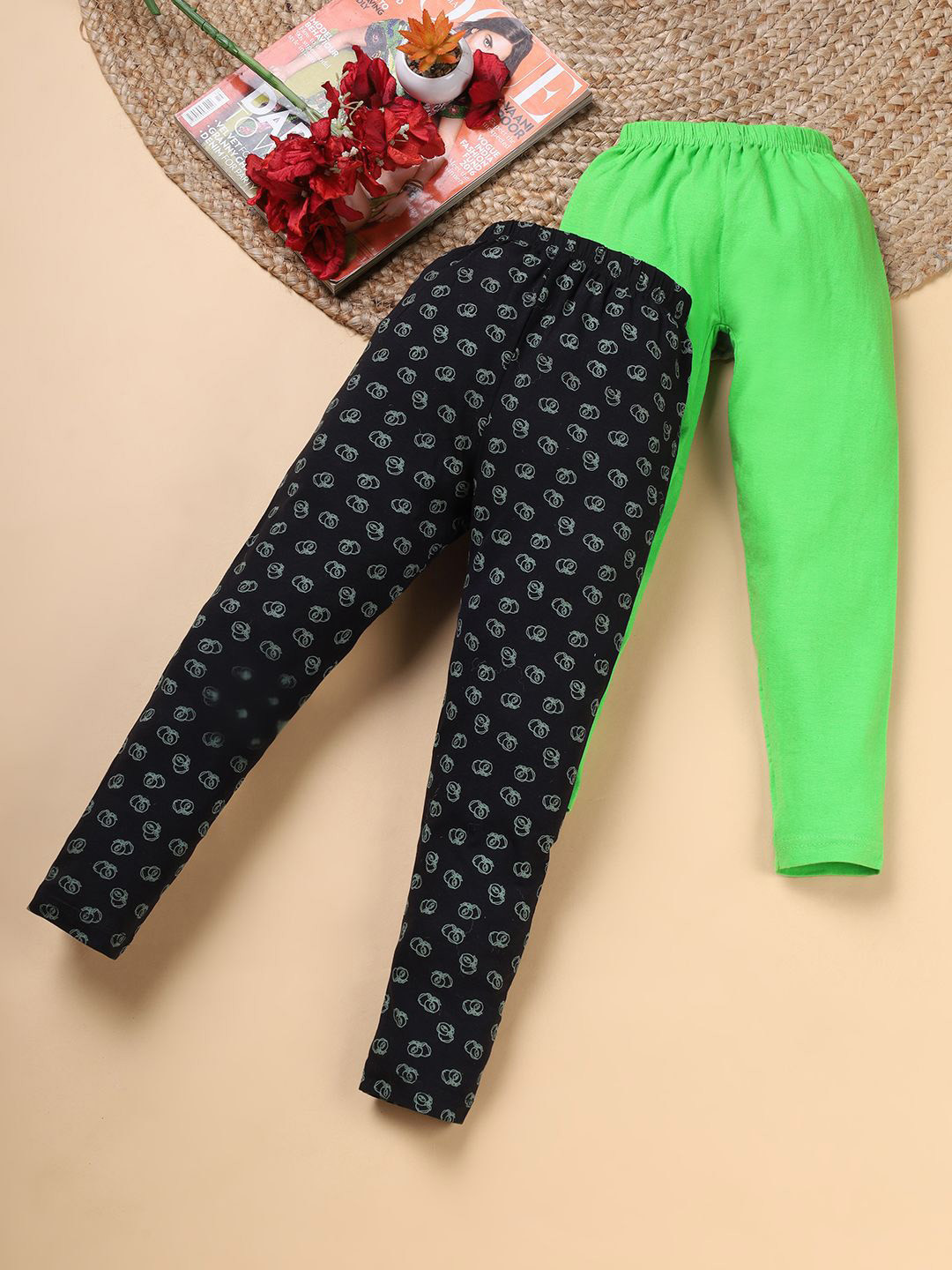 RAINE AND JAINE Girls Pack Of 2 Printed Ankle Length Leggings