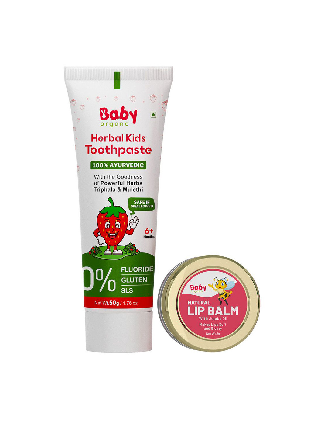 BABYORGANO Set Of 2 Herbal Kids Toothpaste With Lip Blam-50g