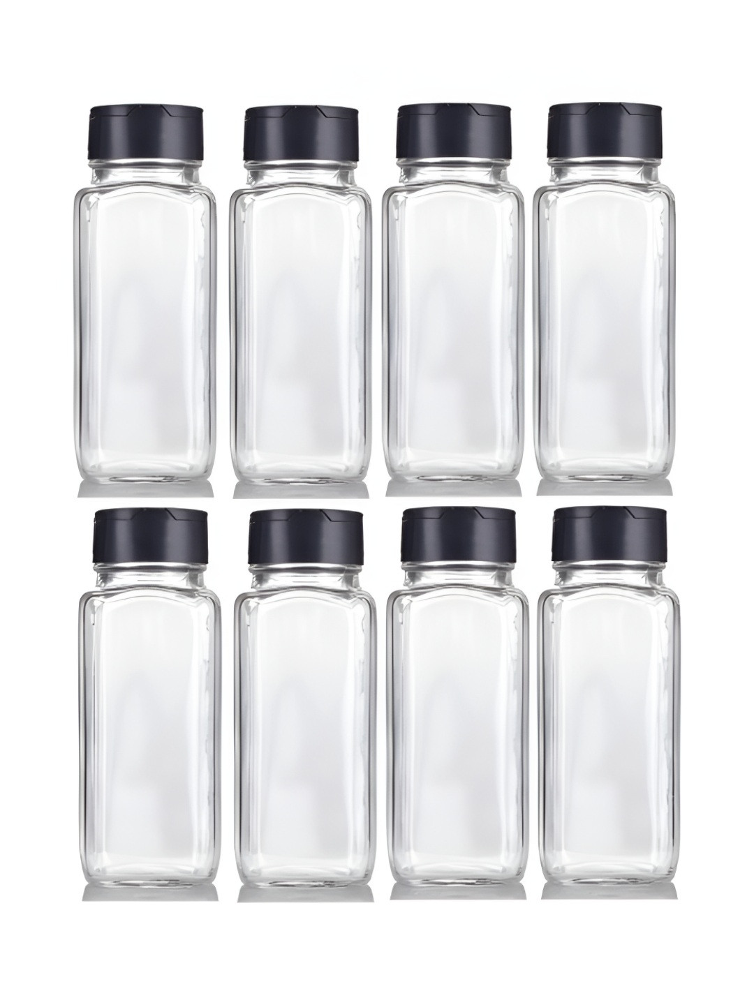 CROCO JAR Transparent & Black  8 Pieces Glass Spice Jars - 120 ml each