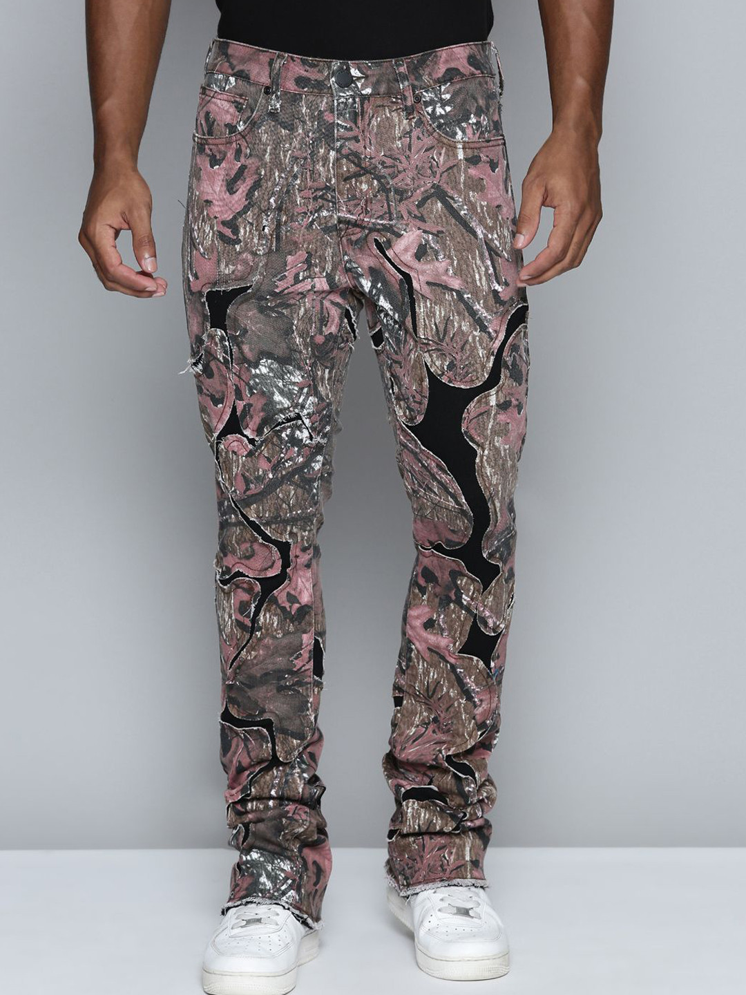 WAIMEA Men Comfort Skinny Fit Patch Work Printed Stretchable Jeans