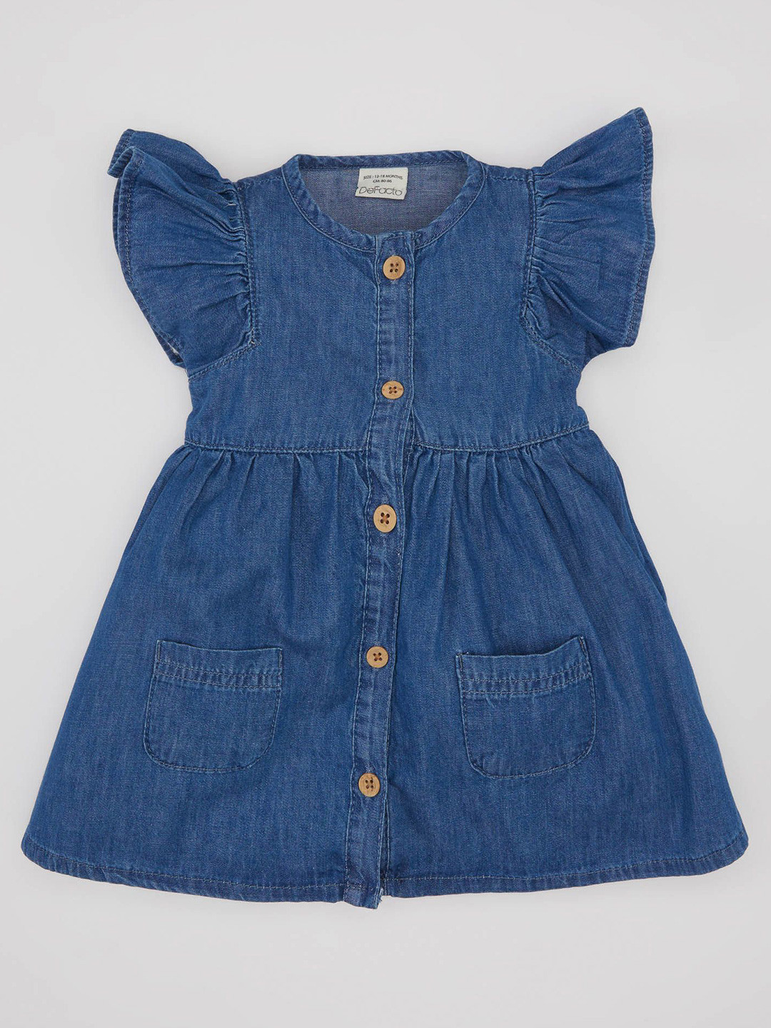 DeFacto Girls Flutter Sleeve Fit & Flare Round Neck Dress