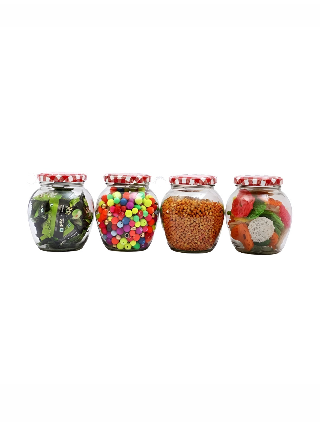 Croco Jar Transparent Glass Dishwasher Safe 4 Piece Screw Top Jar-400ml