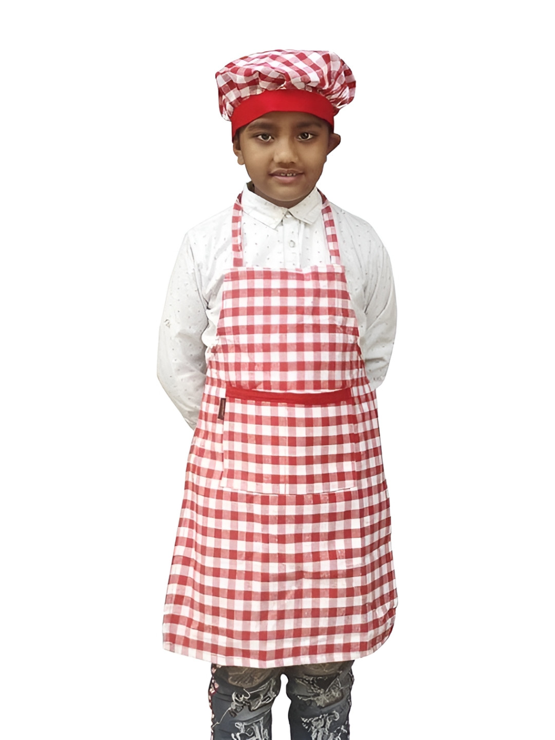 SWITCHON Kida Red & White Cotton Checked Aprons