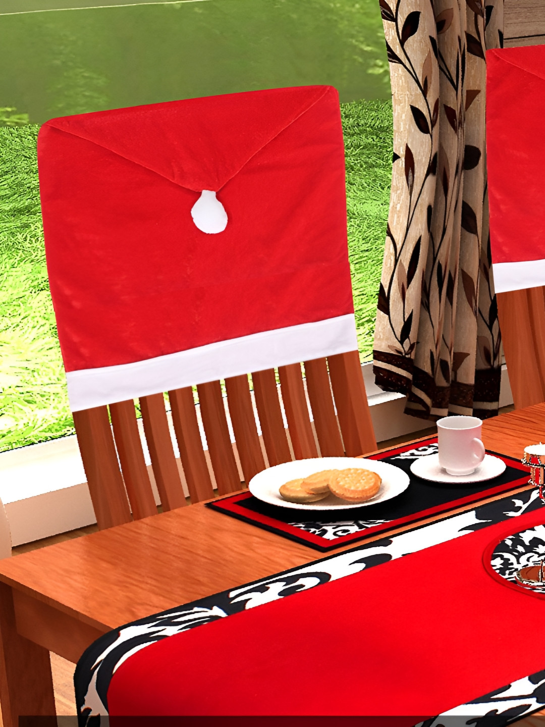 Home Heart Red & White Velvet Christmas Santa Claus Dress Chair Cover