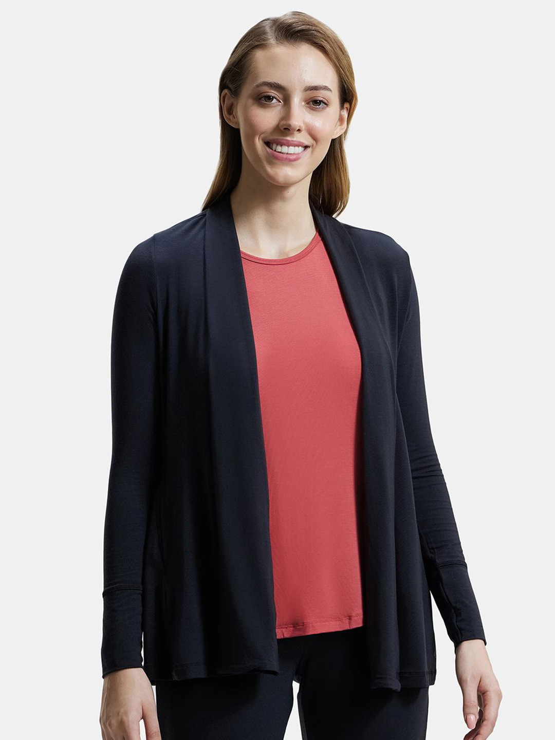 Jockey Environment Friendly Lyocell Elastane Stretch Relaxed Fit Full Sleeve Shrug-JW53