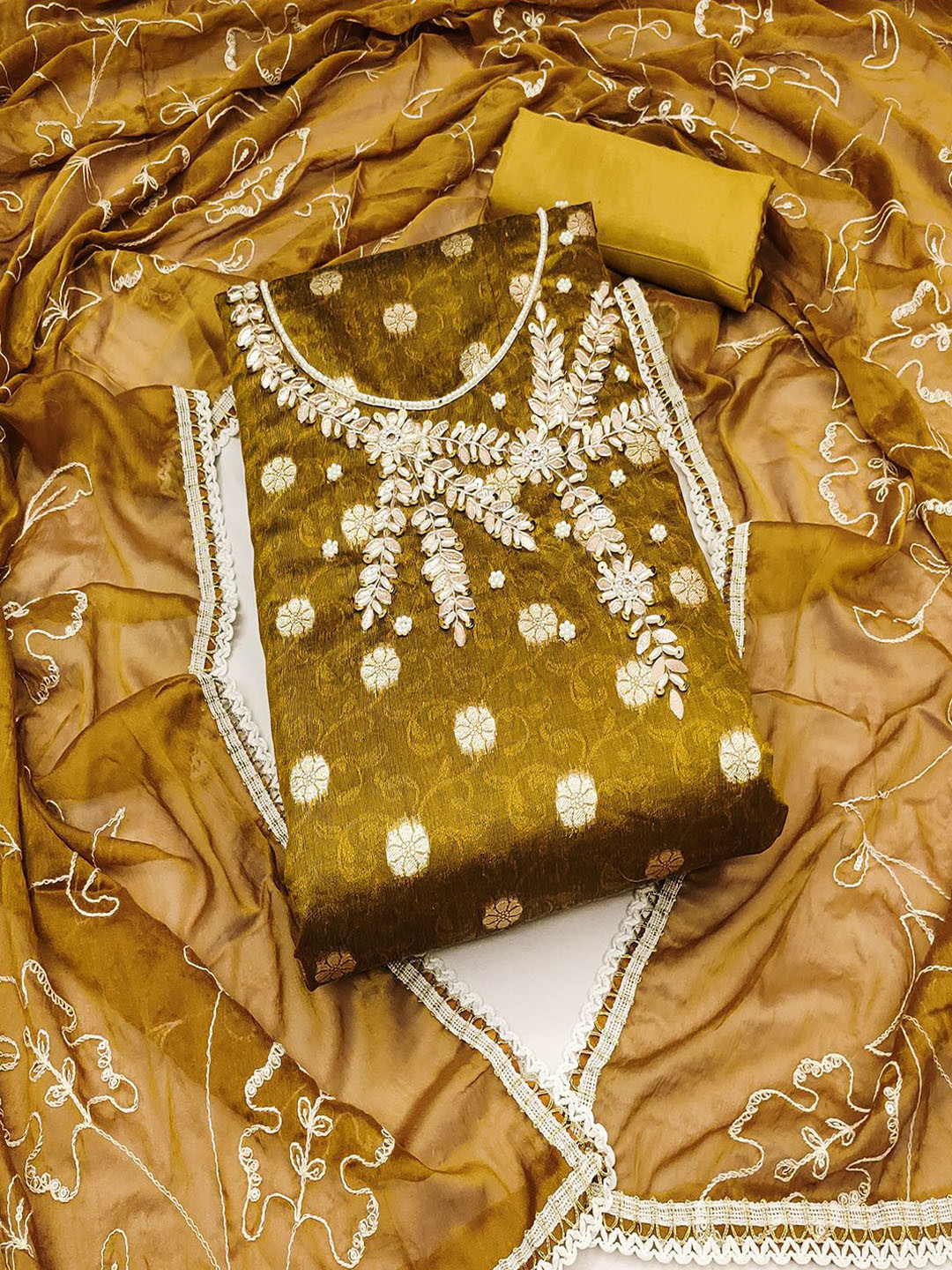 Lilots Raw Silk Unstitched Dress Material