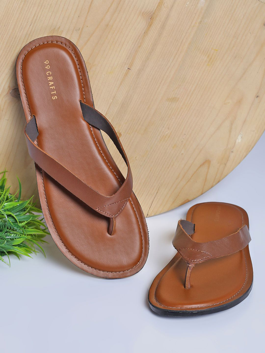 99CRAFTS Men Leather Open Toe Flats