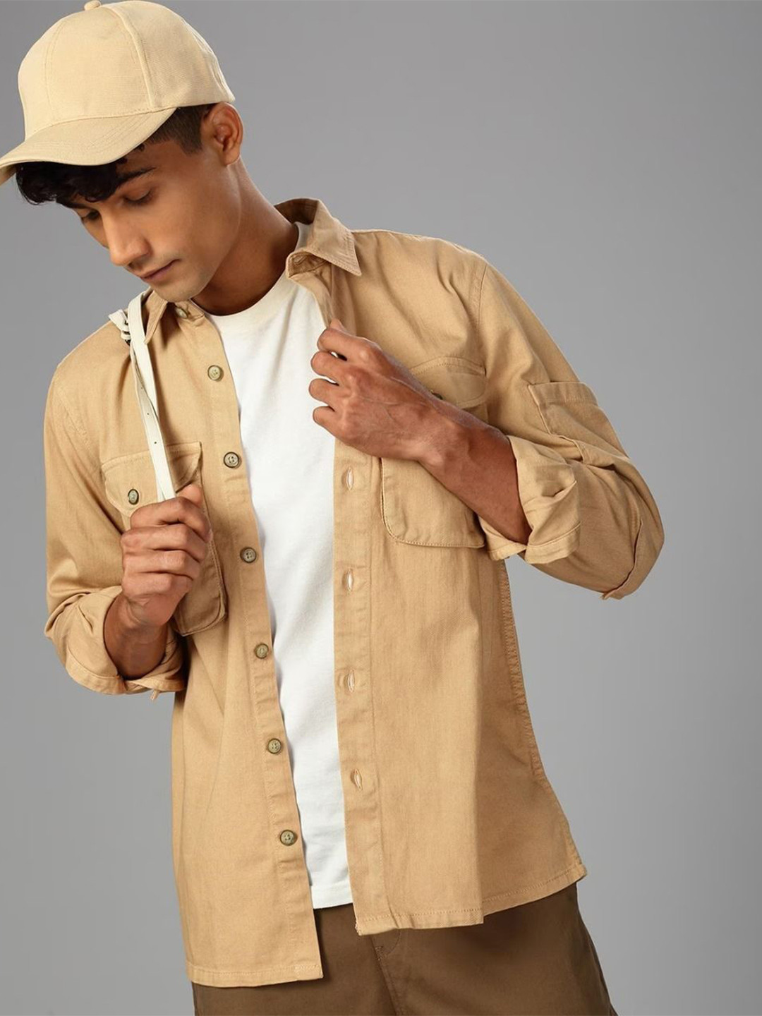 British Club Men Smart Spread Collar Solid Cotton Casual Shirt