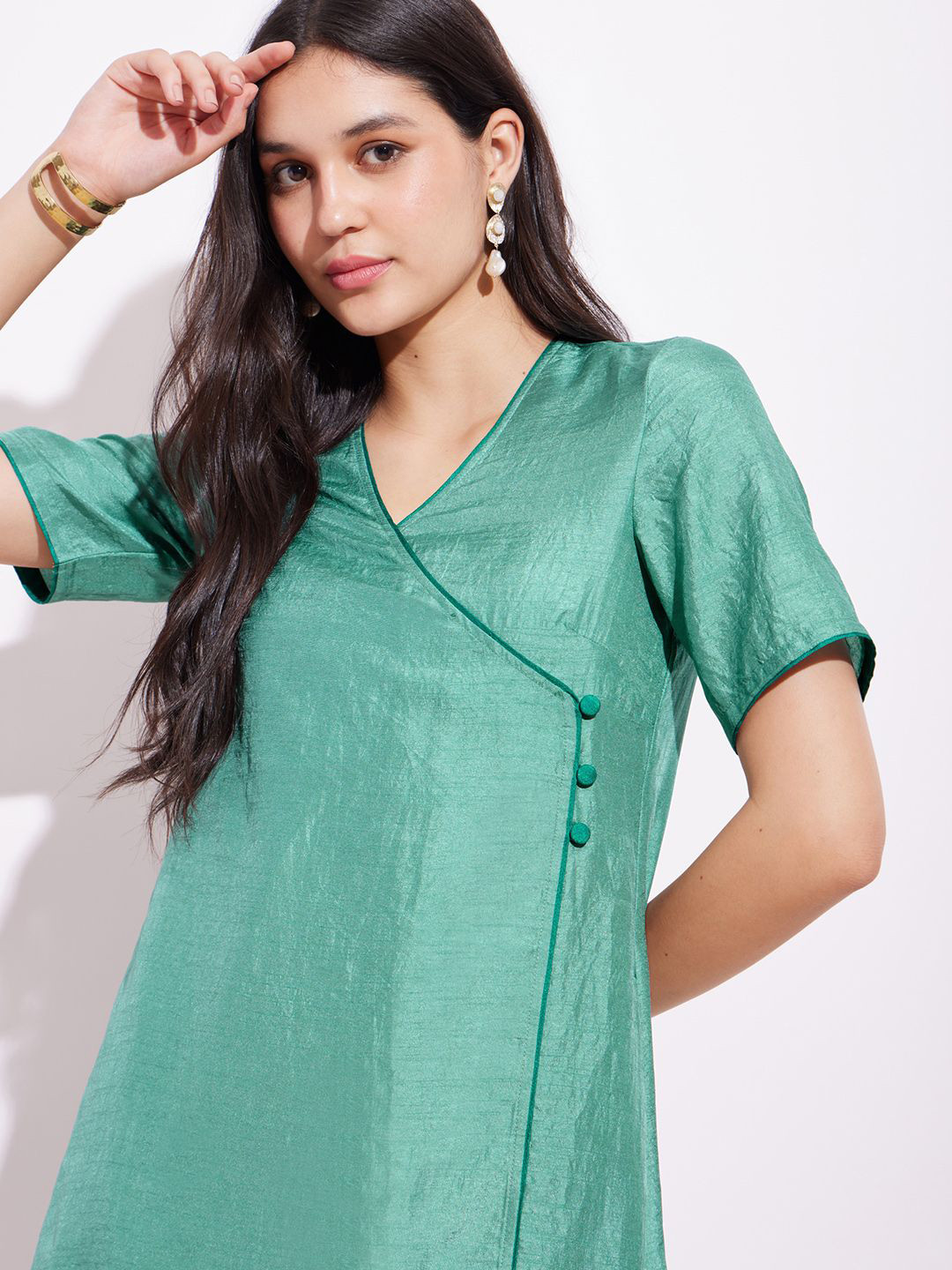 Pink Fort Colourblocked Wrap Maxi Dress