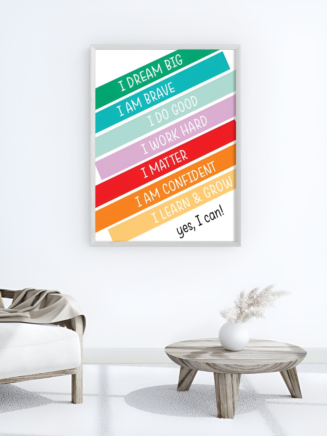 My Kids Wall Daily Positive Affirmations White & Green Wooden Wall Art