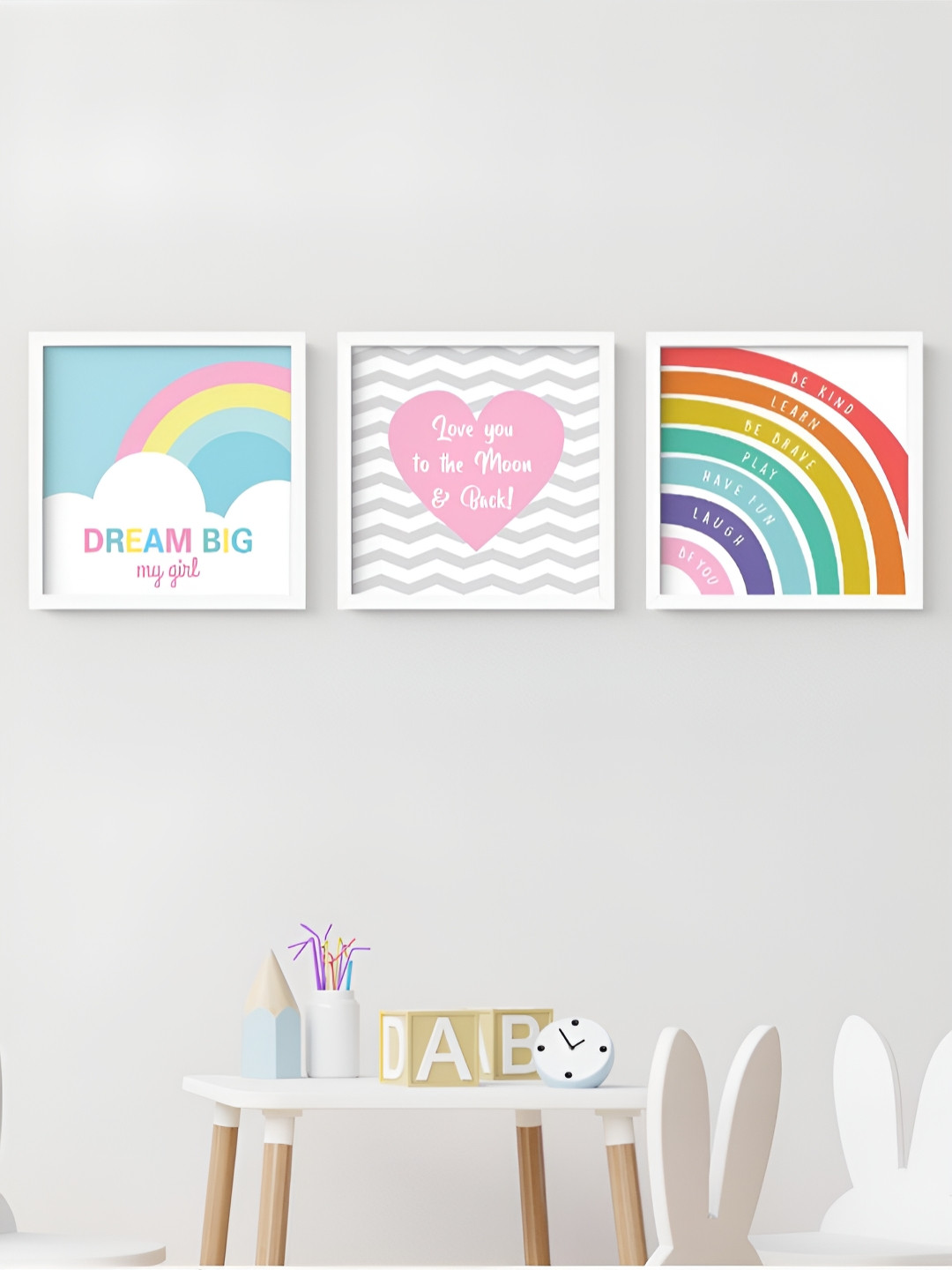 My Kids Wall White & Blue 3 Piece Paper Other Wall Paintings