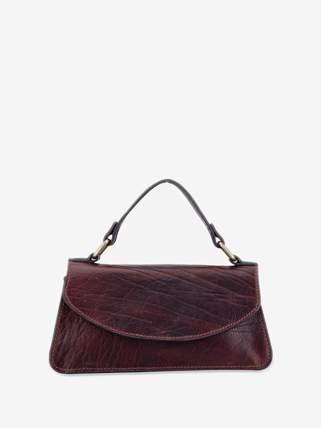 Abelardo De Moda Textured Leather Structured Satchel with Fringed