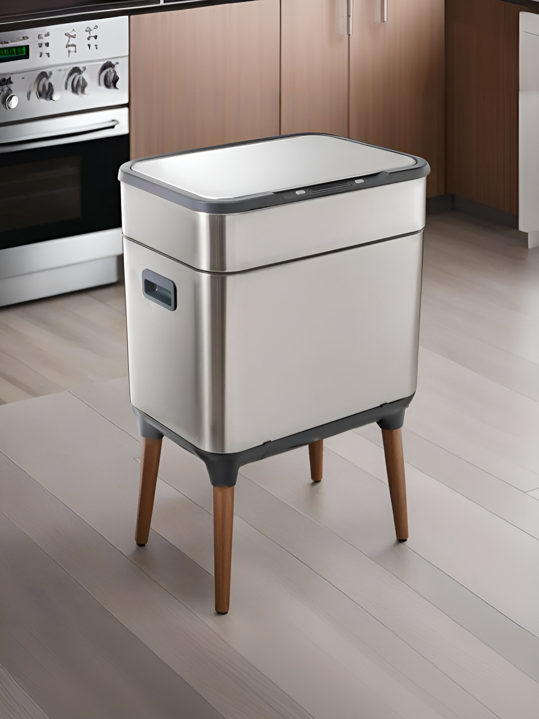 The Better Home Stainless Steel Sensor Dual Compartment Dustbin With Lid- 9L