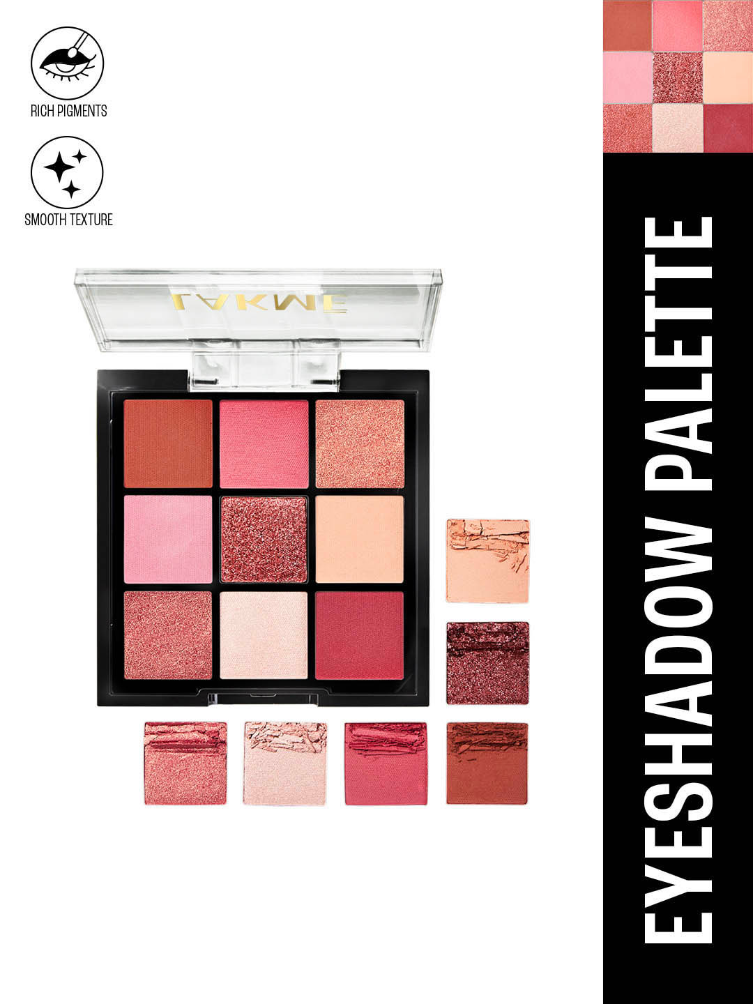 Lakme Ultimate Glam Eyeshadow Palette With 9 blendable shades 11.7g - Blush Bloom