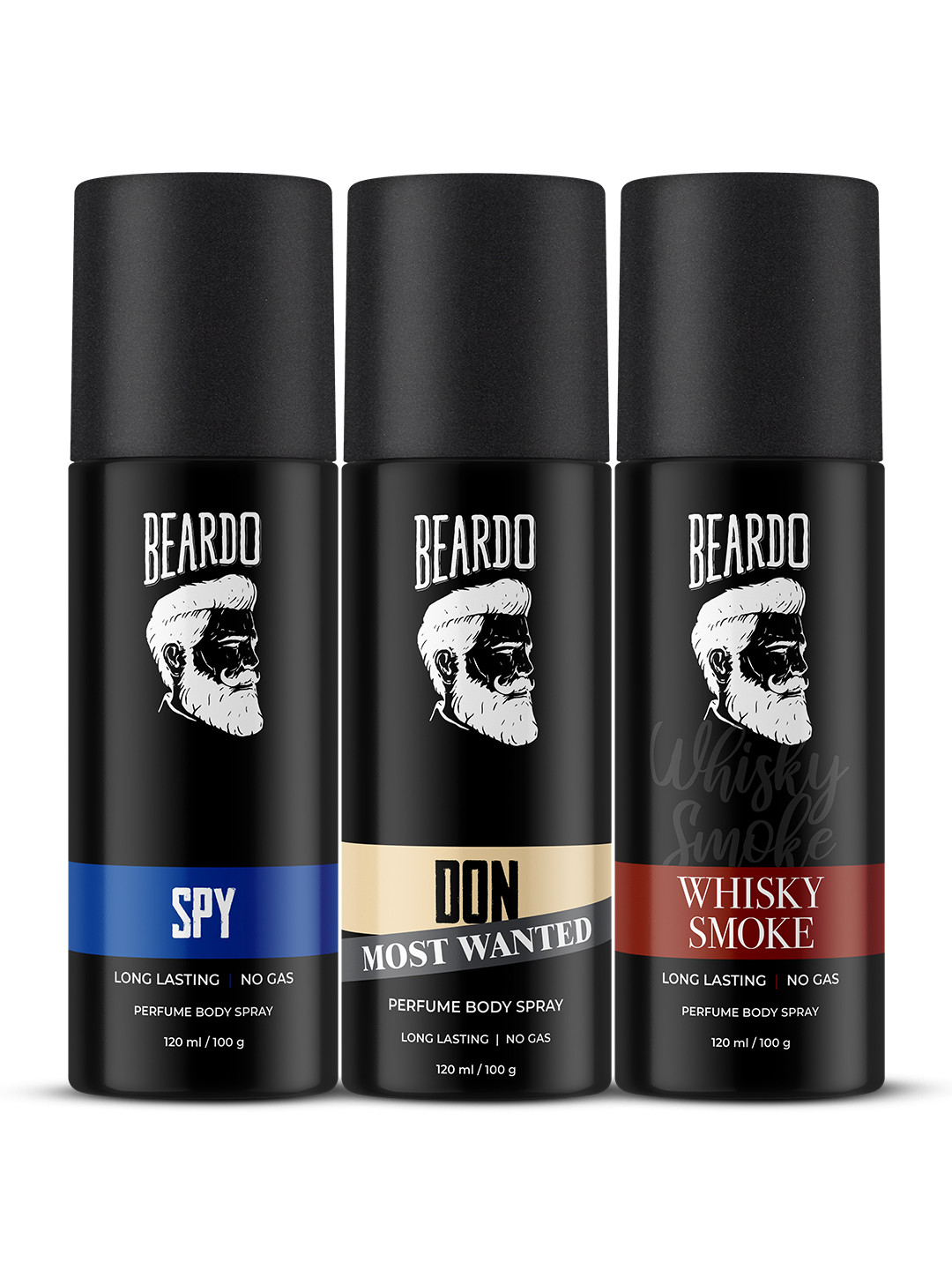 BEARDO Men Set Of 3 Deodorant - Don Most Wanted + Spy + Whiskey Smoke - 120ml Each