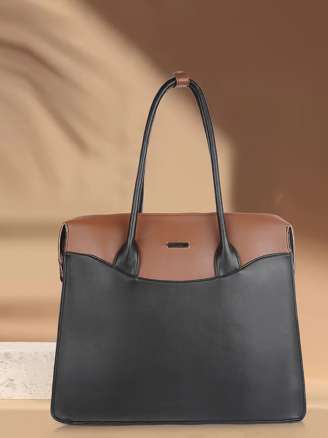 PARSLEY Colourblocked Structured Shoulder Bag with Bow Detail