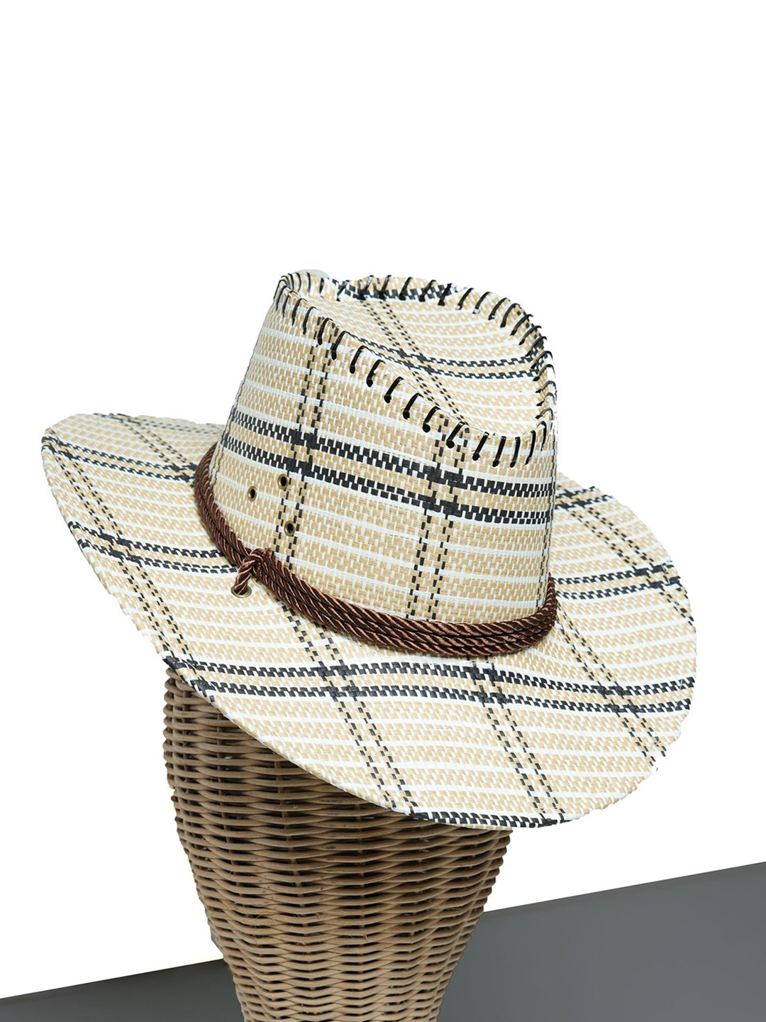 CHOKORE Unisex Off White Checked Sun Hat