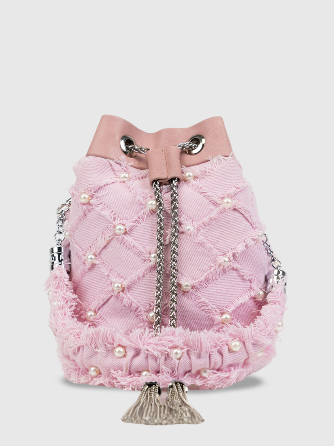 D'oro Women Embellished Bucket Sling Bag with Tasselled Handbags