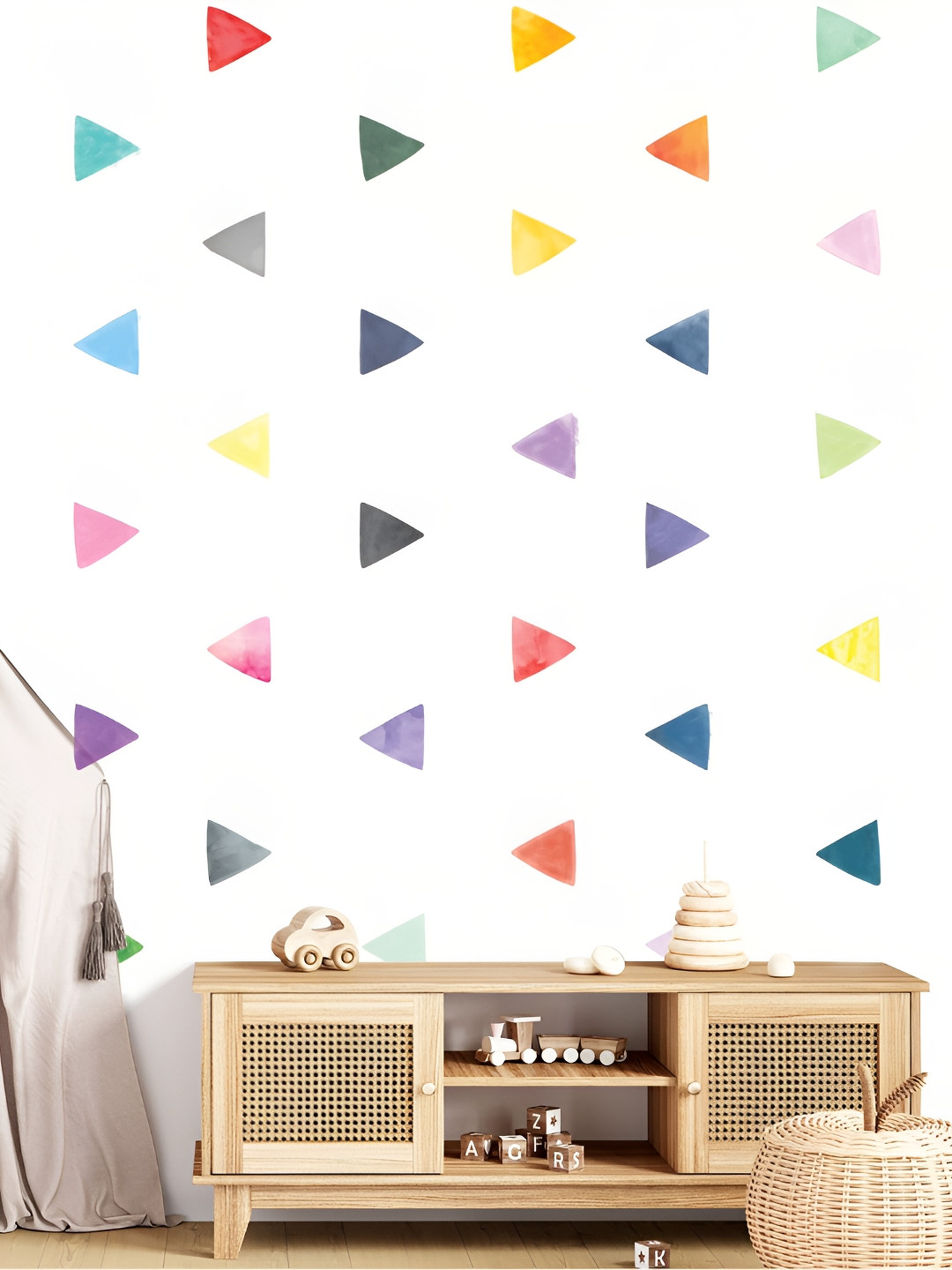 My Kids Wall Blue & Pink 60 Pieces Traingles UV Printed Wall Sticker