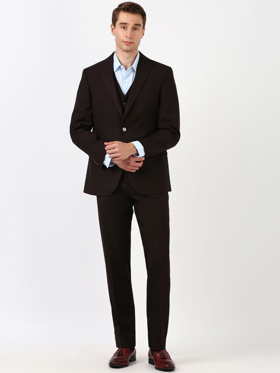 Peter England Elite Single-Breasted Three-Piece Formal Suit