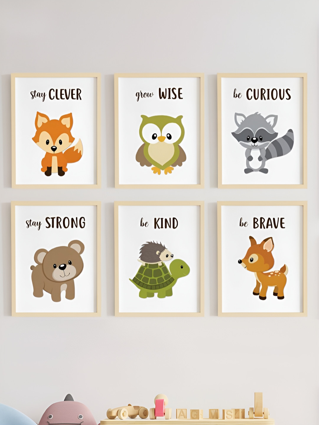 My Kids Wall Wood 6 Piece Wall Rectangle Paintings Wall Art - 12 x 18 In
