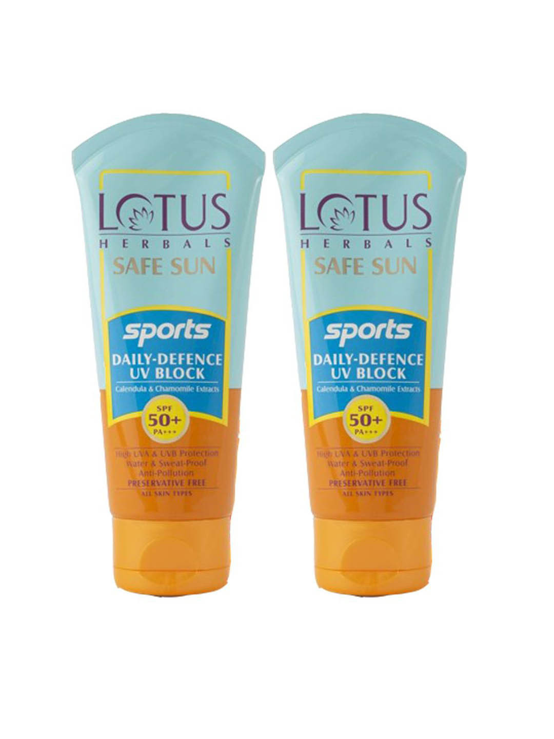 Lotus Herbals Set Of 2 Sun Safe Daily-Defence Uv Block SPF 50+++ -40gm Each