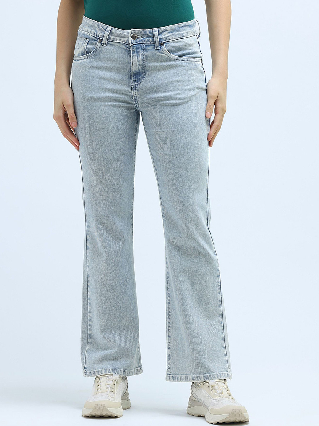 U.S. Polo Assn. Women Bootcut Mid-Rise Cotton Heavy Fade Stretchable Jeans