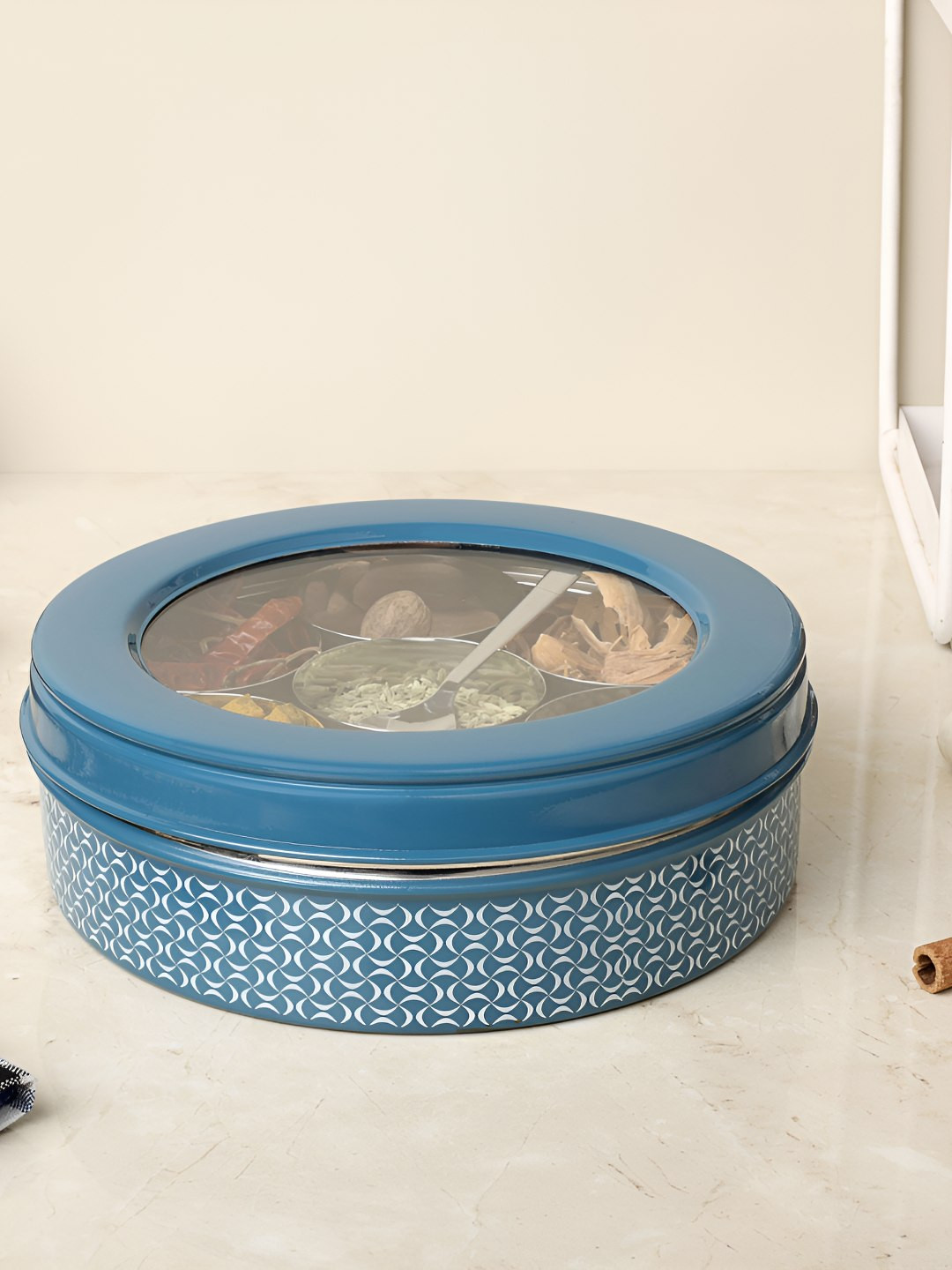 Dudki Blue 7 in 1 Stainless Steel Kitchen Spice Box