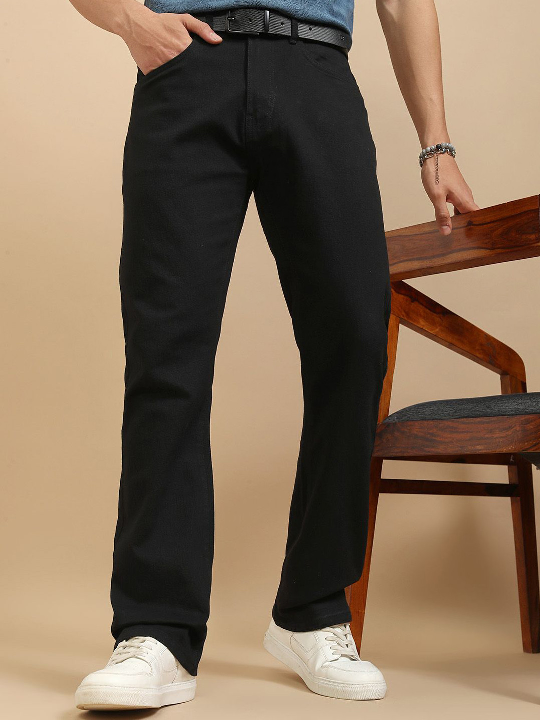 HIGHLANDER Men Black Boot Cut Jeans