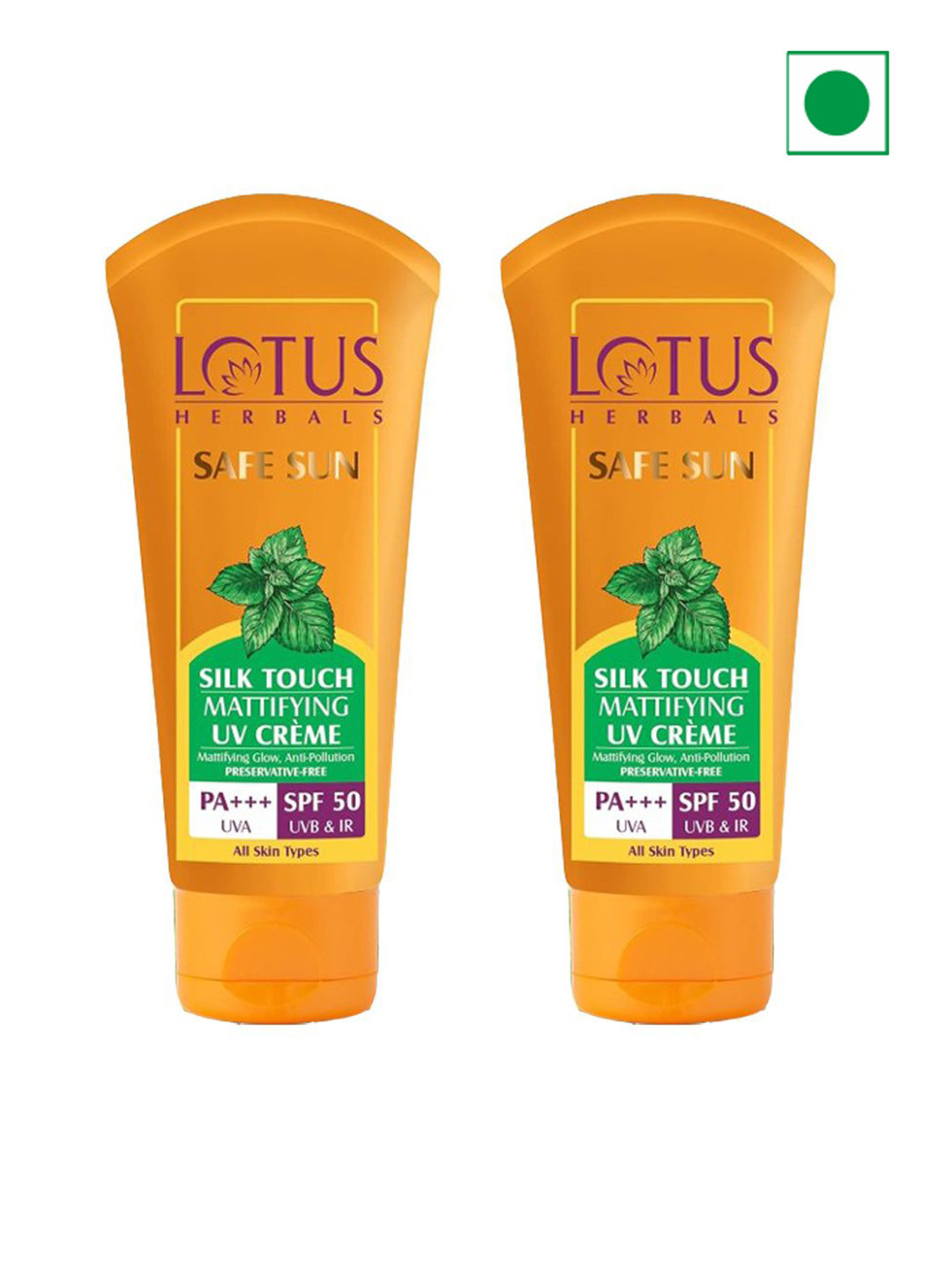 Lotus Herbals Set Of 2 Sun Safe Silk Touch SPF 50 PA+++ Face Sunscreen-75G Each