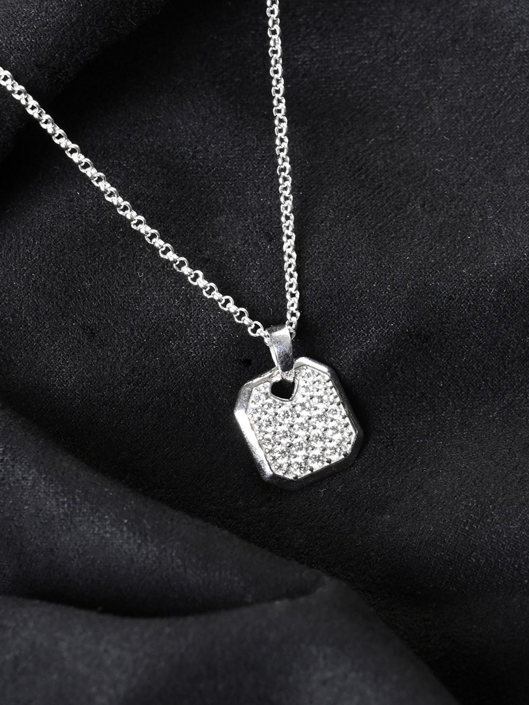 Clara Rhodium-Plated Square Pendants with Chains