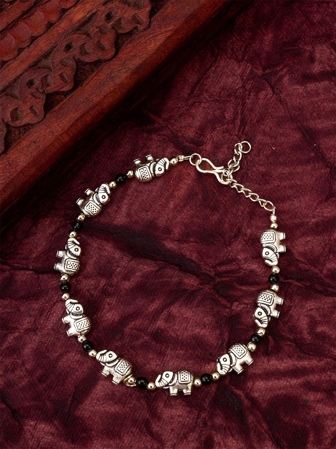 aadita Women Silver Handcrafted Wraparound Bracelet