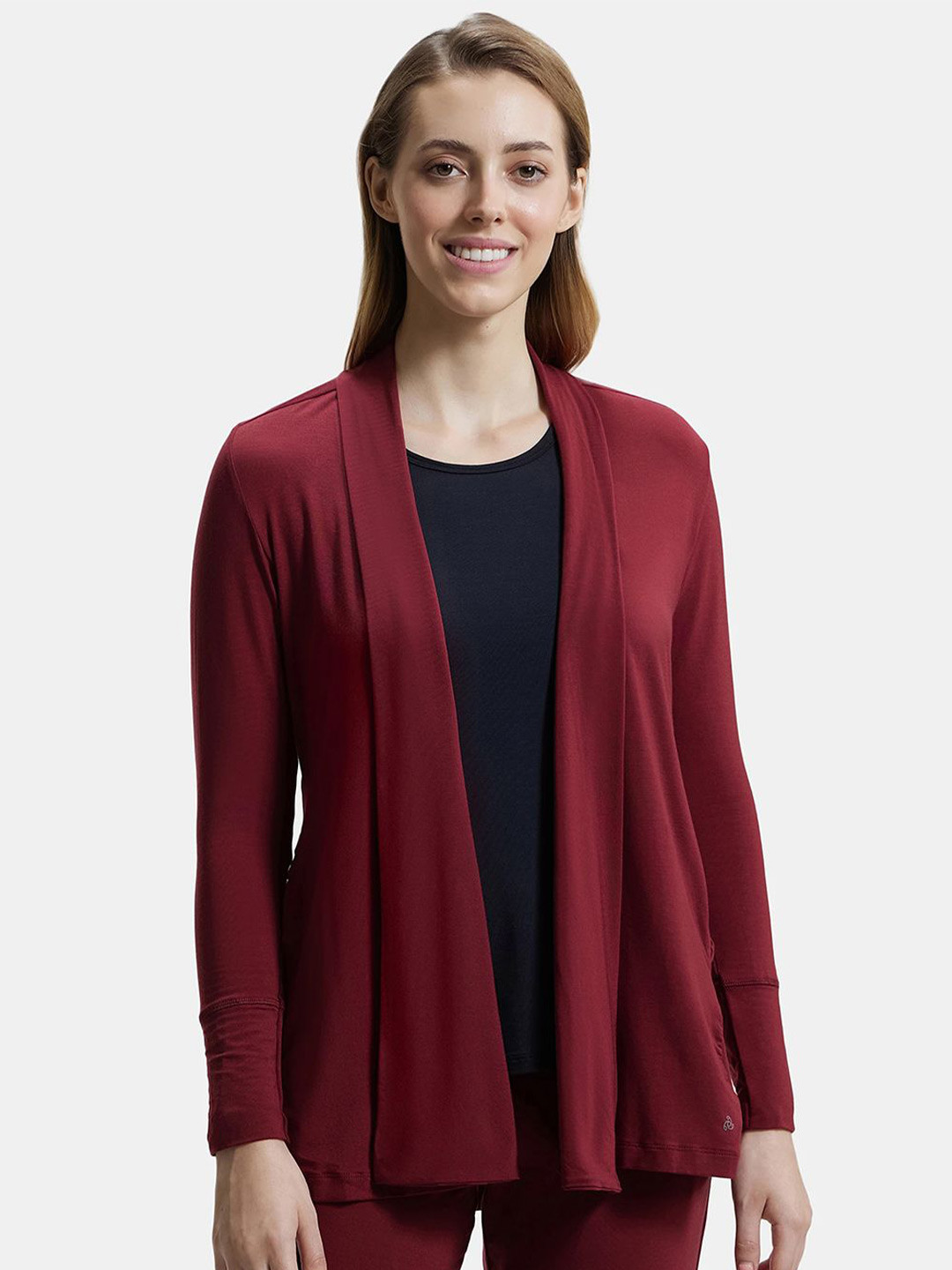 Jockey Environment Friendly Lyocell Elastane Stretch Relaxed Fit Full Sleeve Shrug-JW53