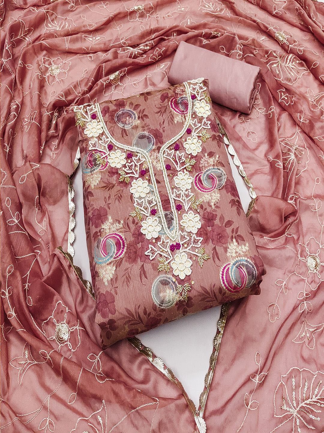 Lilots Raw Silk Unstitched Dress Material