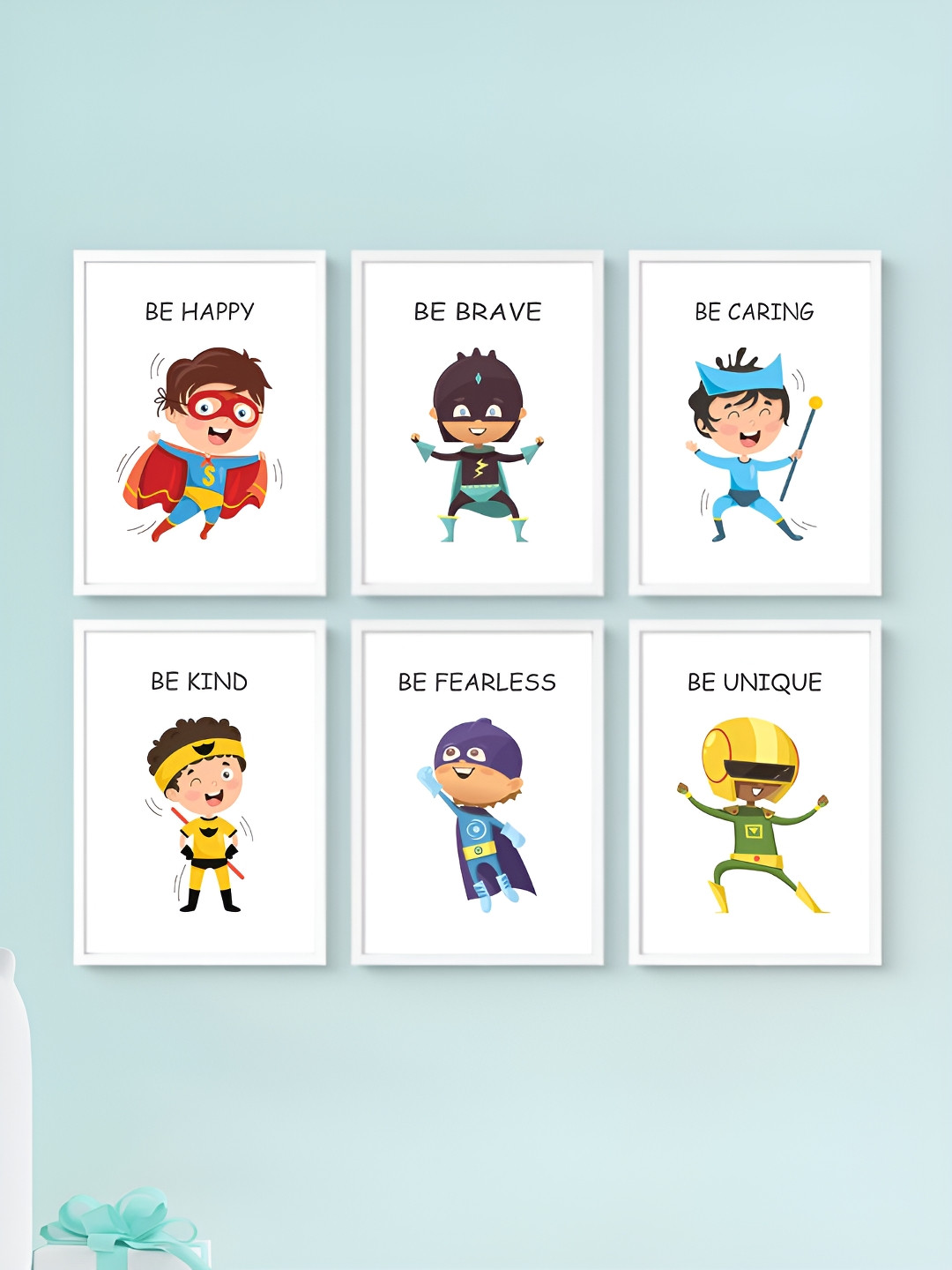 My Kids Wall Quotes Wood 6 Pcs Living Room Rectangle Paintings Wall Art -12.52 x 9.02In