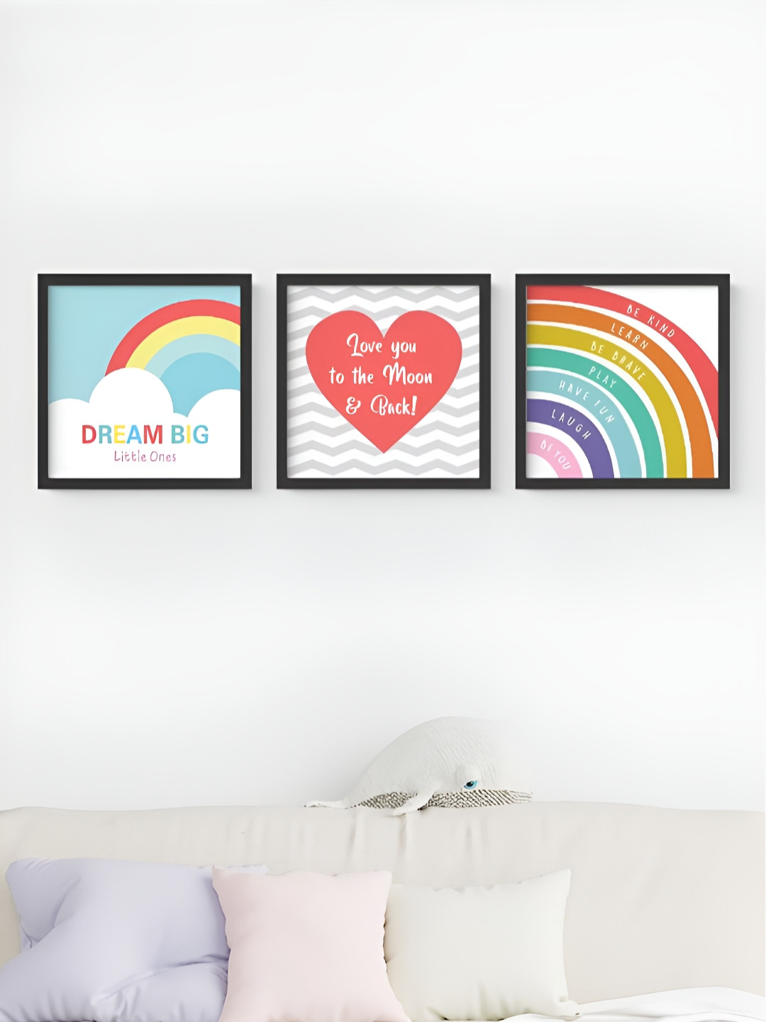 My Kids Wall Synthetic Wood 3 Piece Wall Square Paintings Wall Art - 8 x 8 In