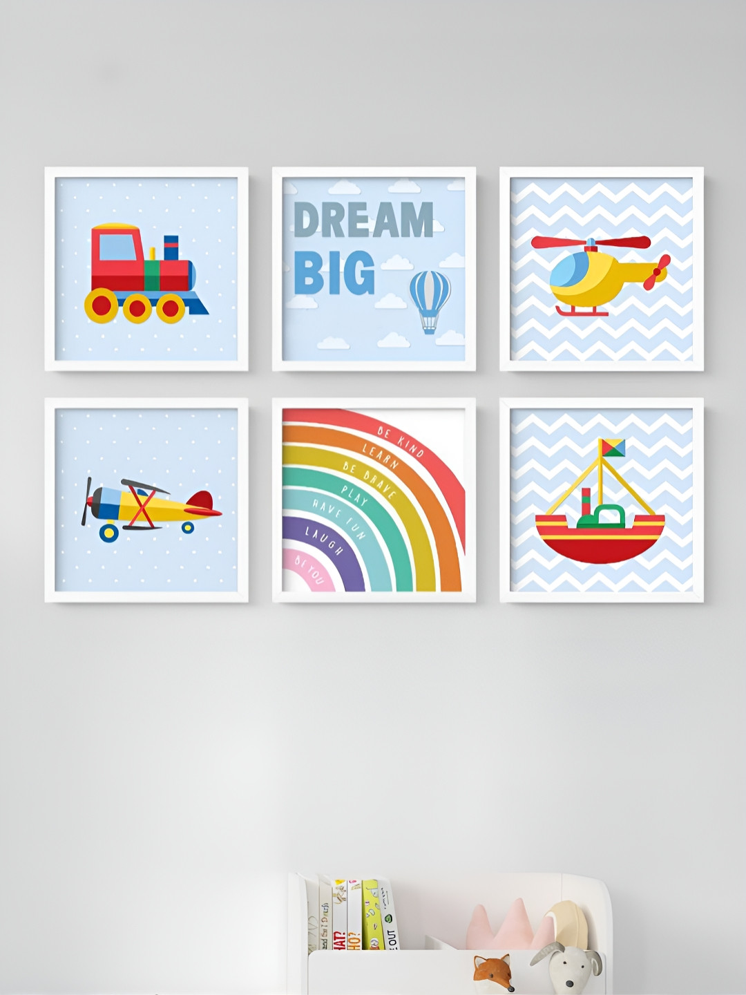 My Kids Wall Wood 6 Piece Wall Square Paintings Wall Art - 9 x 9 In