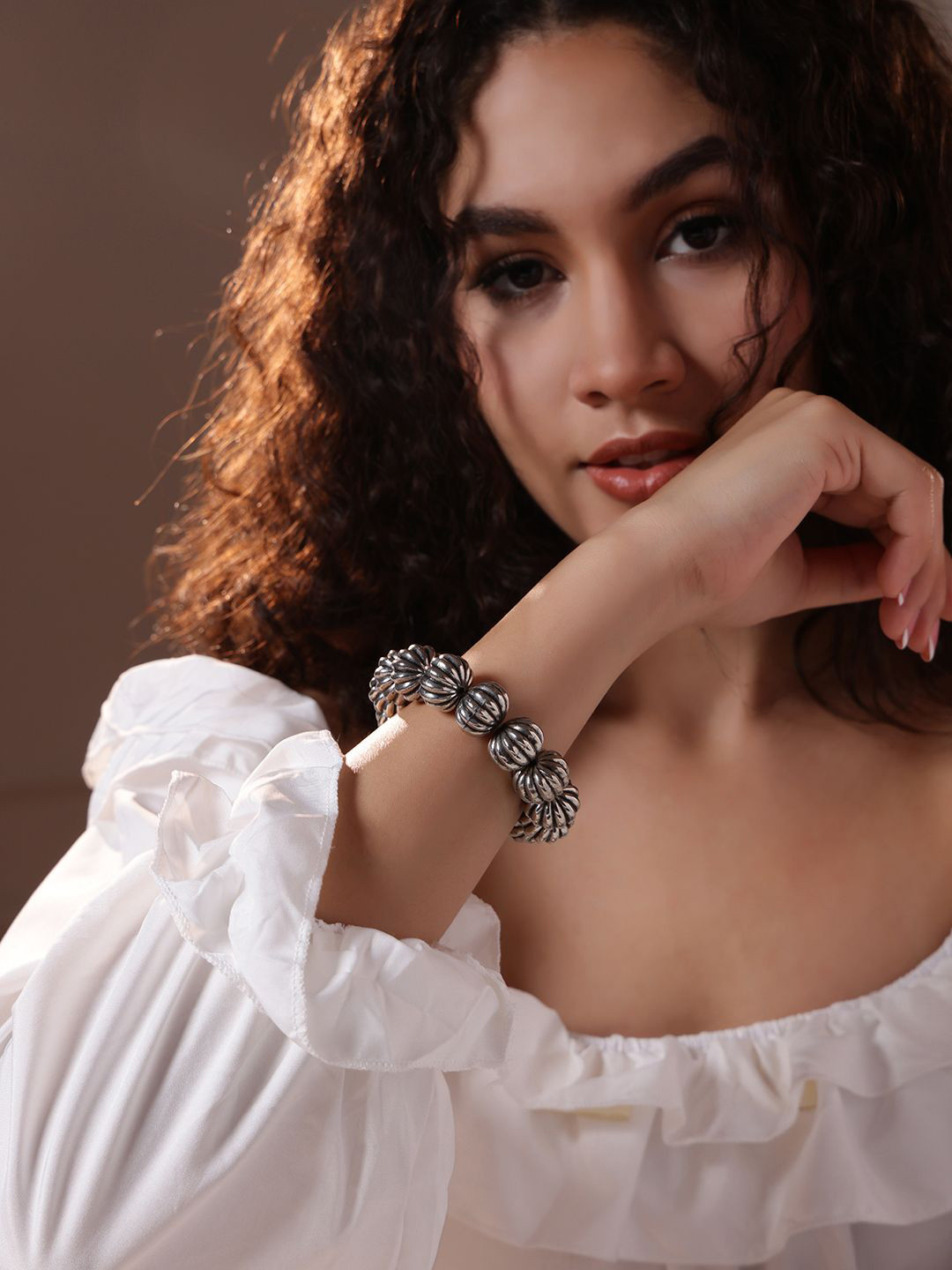 PANASH Women Brass Silver-Plated Bracelet