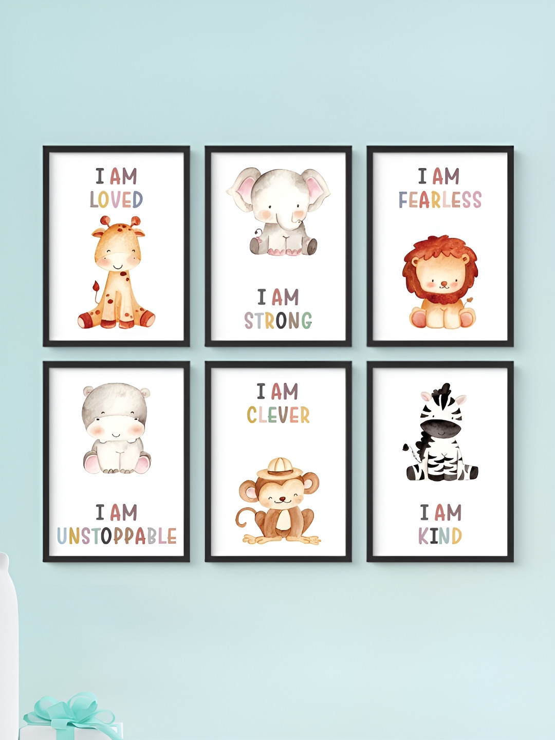 My Kids Wall Black & White 6 Wooden Framed Wall Art