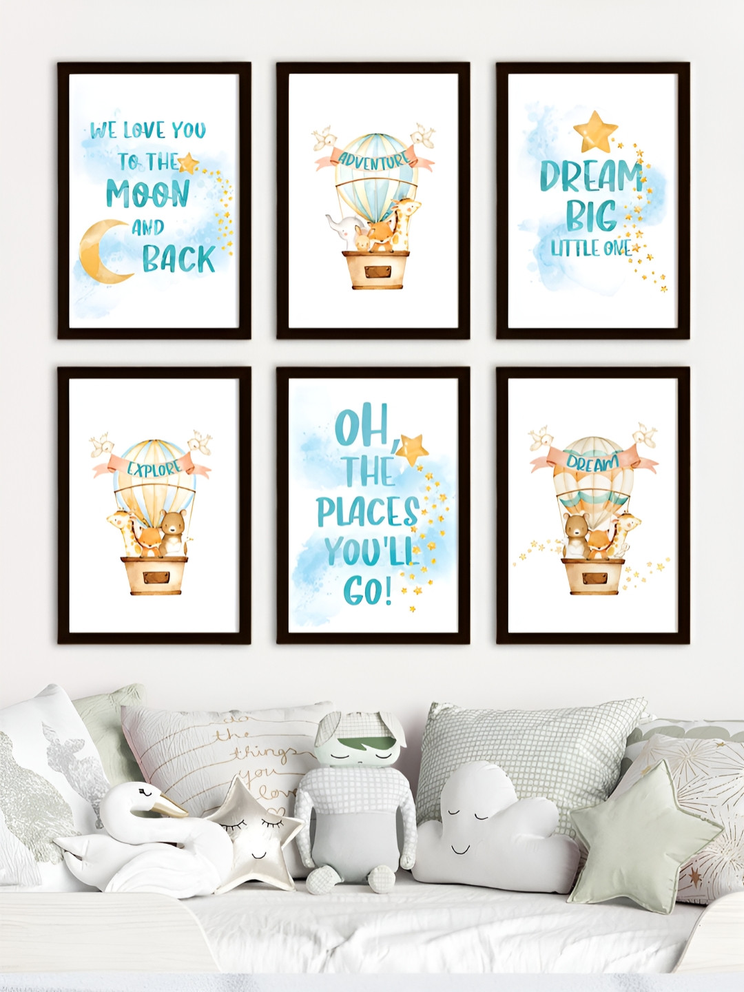 My Kids Wall Quotes Wood 6 Pcs Living Room Rectangle Paintings Wall Art -12.52 x 9.02In