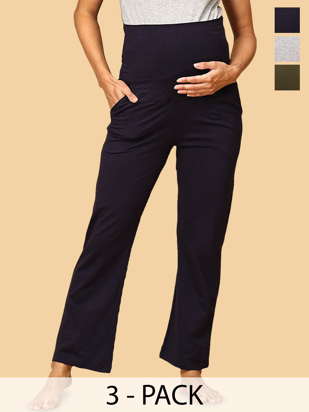 The Mom Store Women Pack Of 3  Maternity Track Pants
