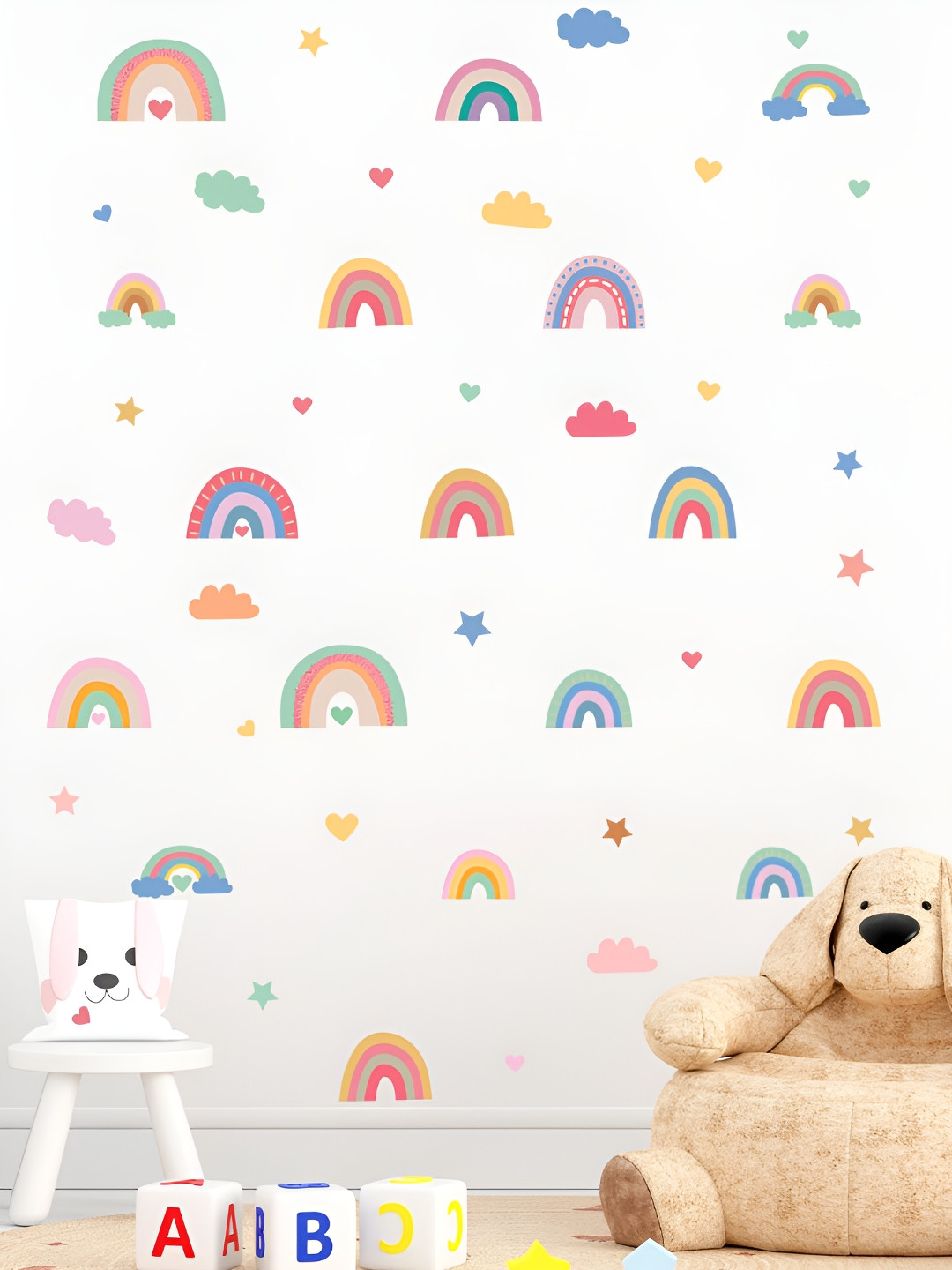 My Kids Wall 49Pcs White & Pink UV Printed Wall Sticker