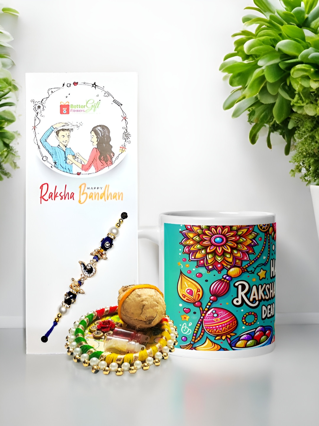 bettergiftflowers Rakhi With Mug & Roli Chawal