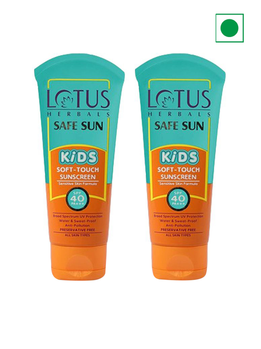 Lotus Herbals Set Of 2 Safe Sun Kids Soft-Touch Sunscreen- 80g Each