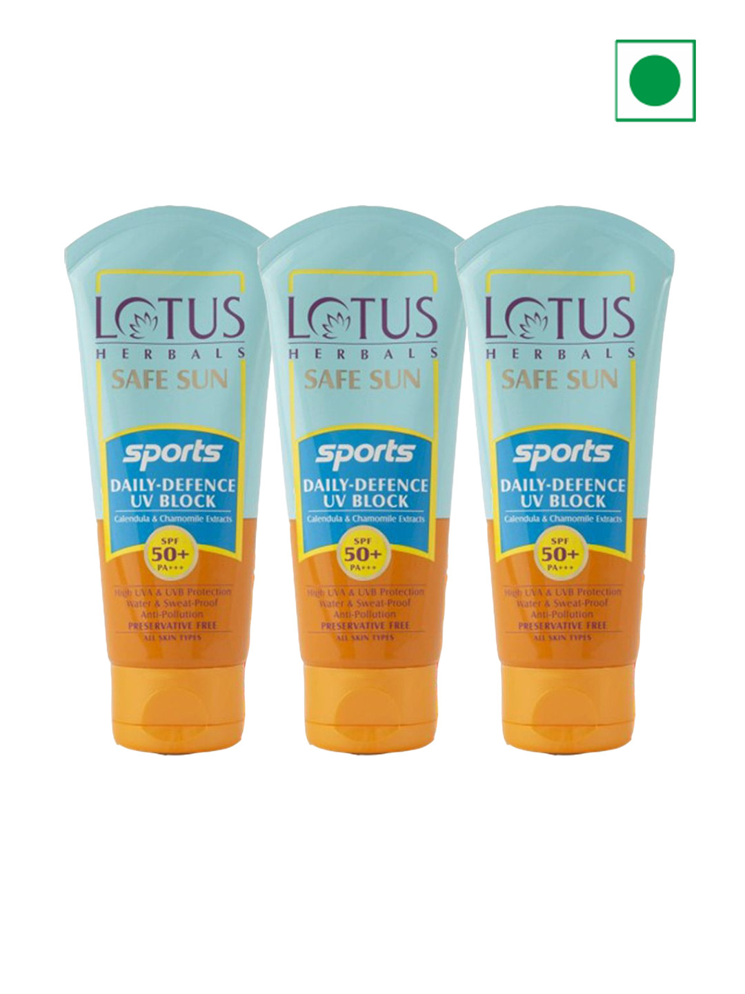 Lotus Herbals Safe Sun Set Of 3 Daily Defense SPF 50 Sunscreen - 80g each