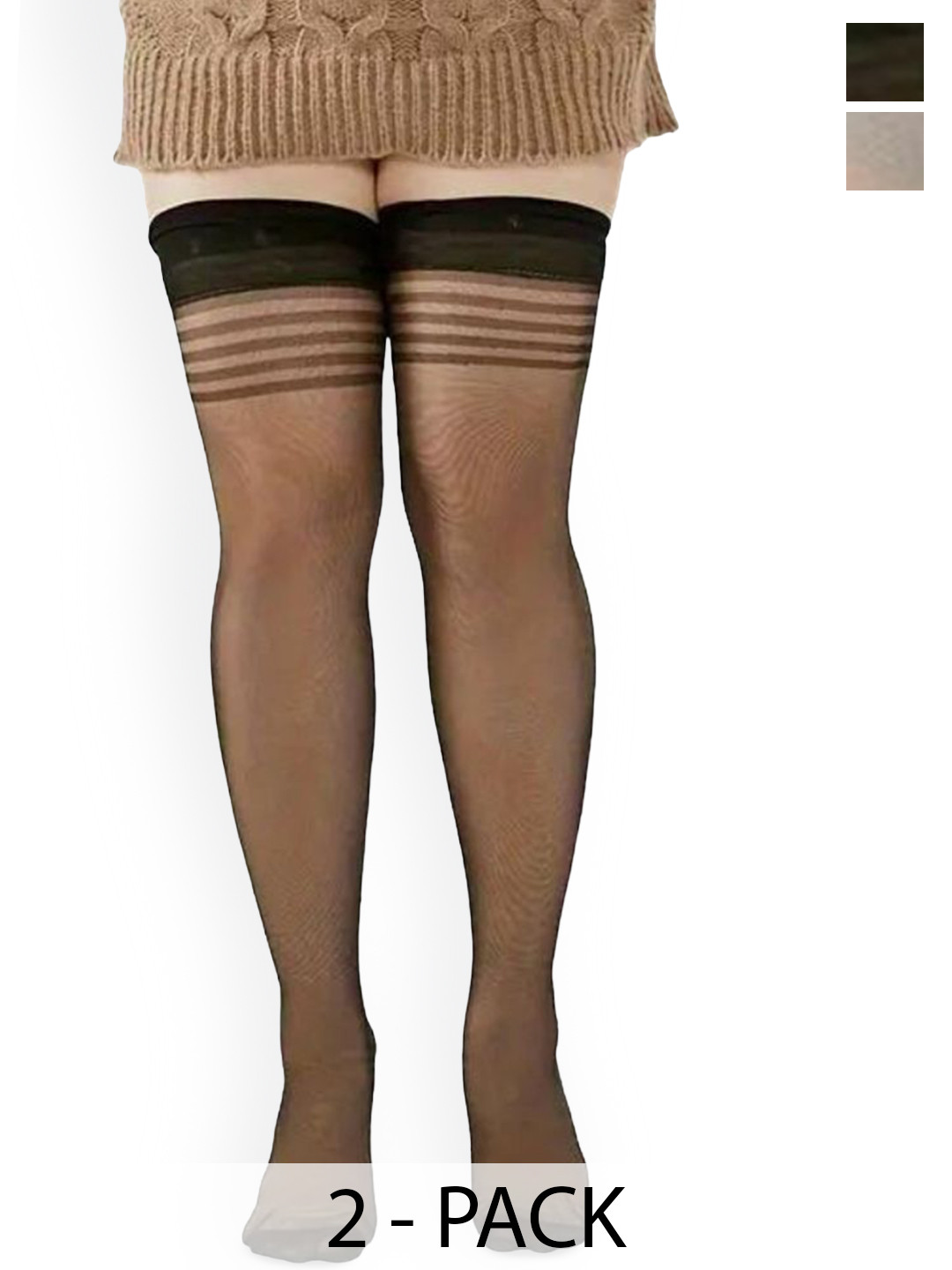 BAESD Pack Of 2 Plus Size Thigh High Sheer Stockings
